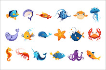 Colorful Sea Animals Set