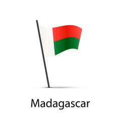 Wall Mural - Madagascar flag on pole, infographic element on white