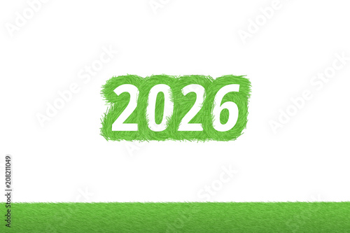 Poster "2026" Gras Grüner Text auf weißem Hintergrund