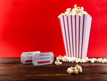 Popcorn With Two Red Movie Tickets