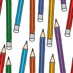 Canvas Print - Seamless background of colorful pencils