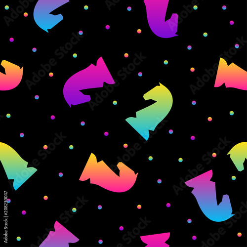 Fotografija Abstract black and rainbow seamless pattern background
