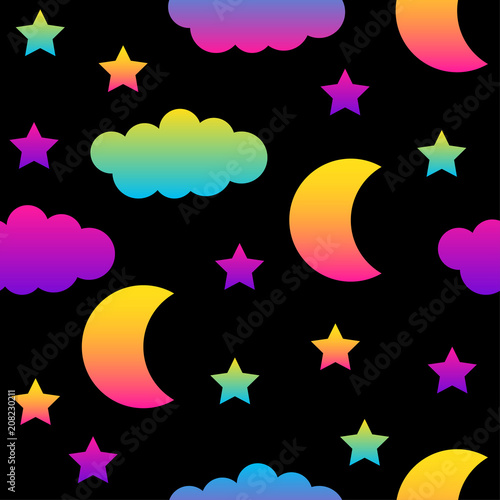 Abstract Black And Rainbow Seamless Pattern Background Modern