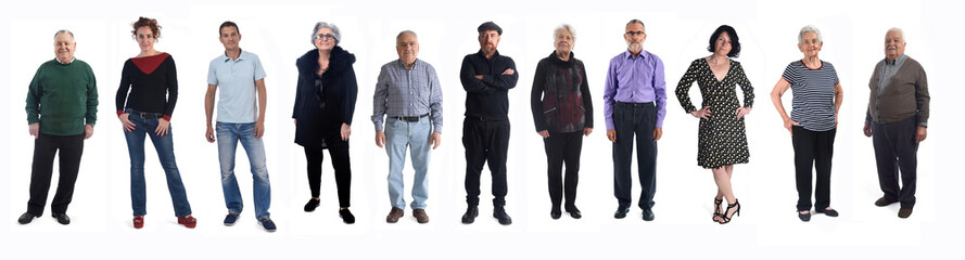 Wall Mural - group of people of different ages on white background