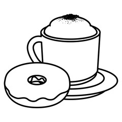 Wall Mural - coffee cup with sweet donuts vector illustration design