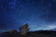  Star Trail With Long Exposure Effect  At Dobrovanski Gabi, Bulgaria