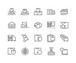 Simple Set of Package Delivery Related Vector Line Icons. Contains such Icons as Warehouse, Worldwide Shipping, Package Return and more. Editable Stroke. 48x48 Pixel Perfect.