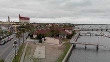 St Augustine Riverfront Aerial View, Florida On A Cloudy Day