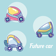 Wall Mural - Future cars in round icons