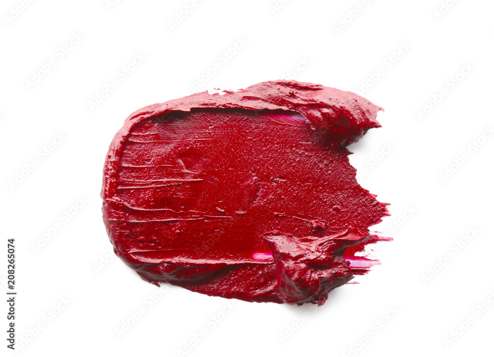 Lipstick sample on white background. Professional cosmetics
