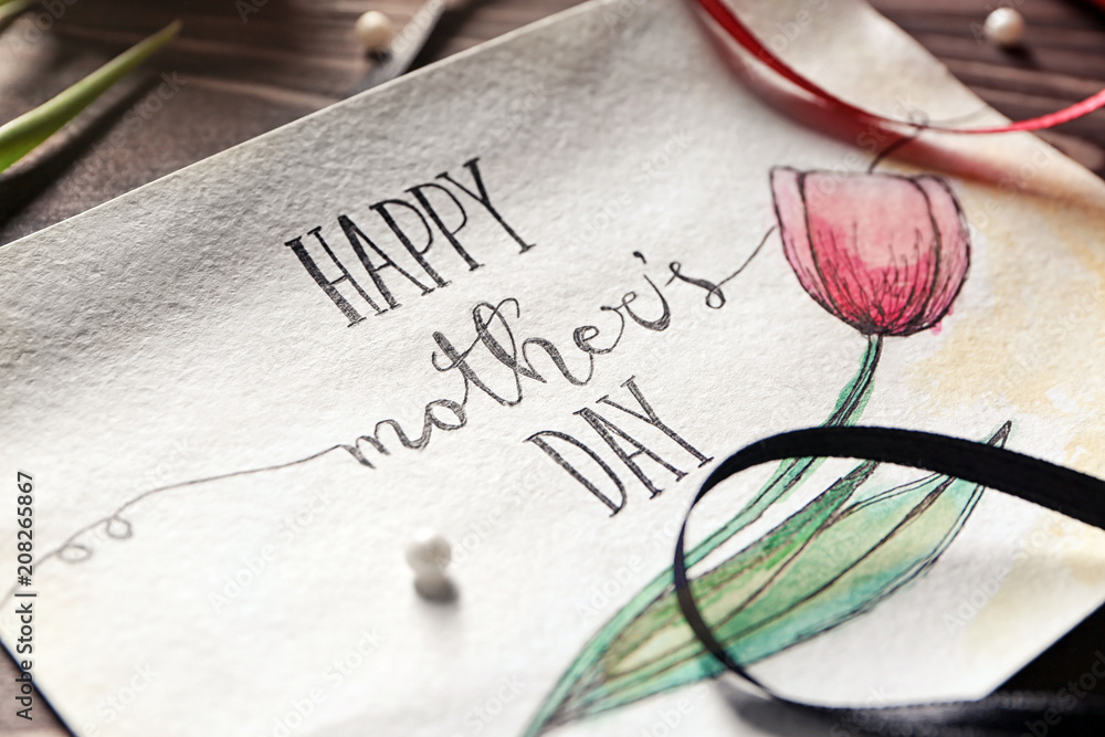 Card with words HAPPY MOTHER'S DAY, closeup