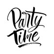 Party Time lettering. Handwritten modern calligraphy, brush painted letters. Vector illustration. Template for poster, flyer, greeting card, invitation and various design products