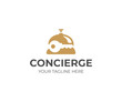 Concierge service logo template. Reception bell and key vector design. Concierge bell logotype