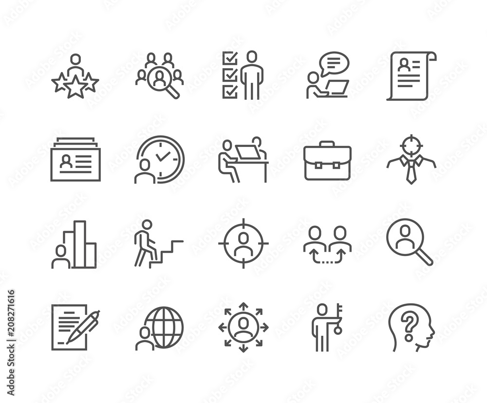 Simple Set of Head Hunting Related Vector Line Icons. Contains such ...