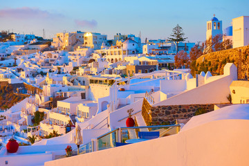 Poster - Thira town in Santorini Island at sundown