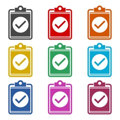 Canvas Print - Checklist icon, checklist icon form approved, color icons set