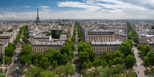 Zdjęcie XXL Panorama widok Paryż od Łuku De Triomphe, Paryż, Francja