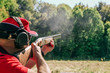 hunter headphones shoots smoke vertical shotgun barrel