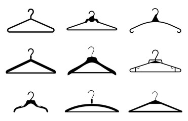 different clothes hanger silhouette collection. vector