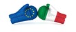 eu italexit crisis italy leaving eurozone exit european union 3d flags boxing gloves isolated on white background