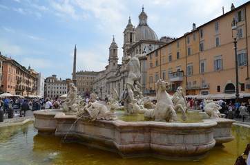 Poster - fountain navona roma  bernini sculpture