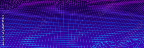 Cuadros en Lienzo Digital landscape with mountains or hills made of line grid