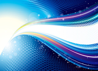 Leinwandbilder - Technology abstract colorful wave blue abstract background.