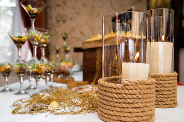 Sticker - Fourchette table decorated in a marine style, candles on the table