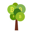 Flat style illustration of tree with bitcoins as symbol of high income