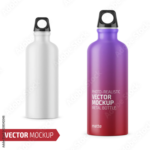Cuadros en Lienzo White metal water bottle template.