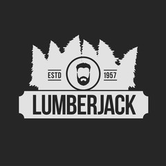 Wall Mural - Lumberjack logo set. Union of lumberjack, woodcutter, woodsman. Graphic logo set with jaeger, axe, beard, forest, wood and lumberjack.