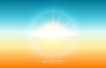 Wall Mural - abstract nature blurred sky background summer sunlight with flare sun.