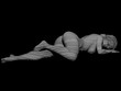 3D illustration zebra woman body art