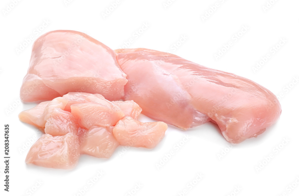 Raw chicken fillet on white background
