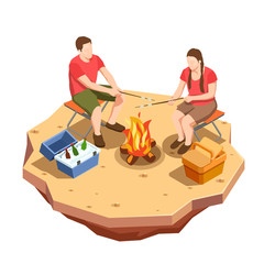 Canvas Print - Campfire Outing Isometric Composition