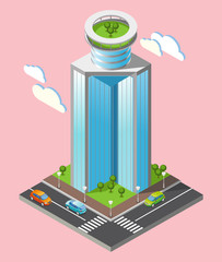 Sticker - 3d Isometric Futuristic Skyscrapers Background