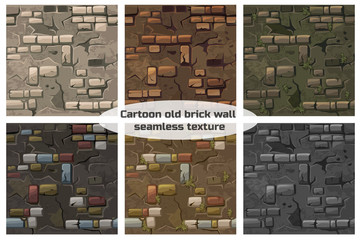 Poster - Collection seamless pattern texture old crack brick wall