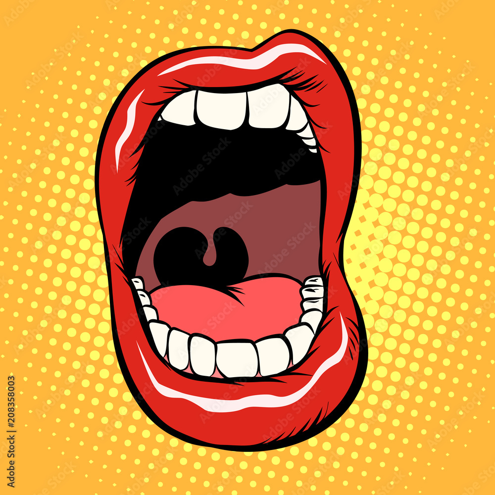 open mouth with teeth isolate on white background - obrazy, fototapety, plakaty 