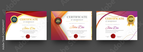 Fotografía Membership certificate best award diploma set.