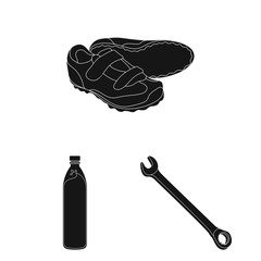 Poster - Bicycle outfit black icons in set collection for design. Bicycle and tool vector symbol stock web illustration.