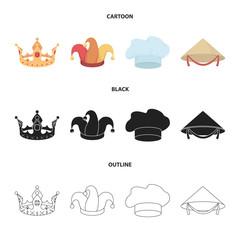 Wall Mural - Crown, jester cap, cook, cone. Hats set collection icons in cartoon,black,outline style vector symbol stock illustration web.