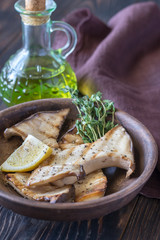 Wall Mural - Bowl of grilled king oyster mushrooms