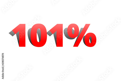101% rote Prozentzahl mit Schatten auf weißem Hintergrund плакат