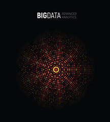 Aufkleber - Big data advanced analysis geometrical circular abstract illustration, analytics background. Information technology, ai, artificial intelligence, machine learning, vector design on black background.