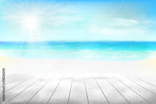 Fotografía Abstract view of the beach. Vector Illustration.