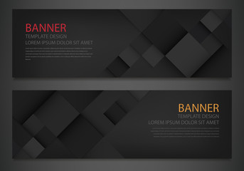 two abstract black banners. business design template. website template. horizontal banners set. vect