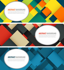 Wall Mural - Business banner with colorful squares. Business design template. Horizontal banners. Vector