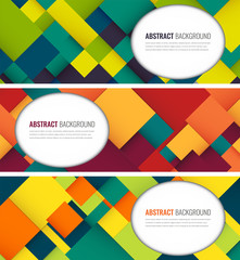Wall Mural - Business banner with colorful squares. Business design template. Horizontal banners. Vector
