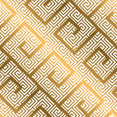 Wall Mural - Luxury gold asian meander style seamless pattern.