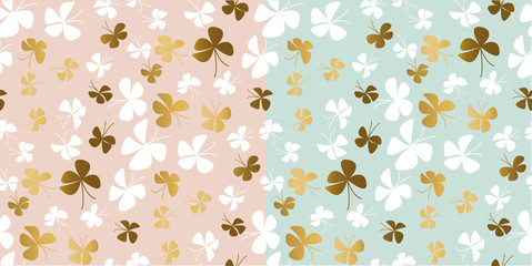 Wall Mural - Pale color and gold butterfly seamless pattern.
